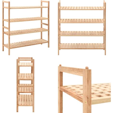 Zapatero de madera maciza de nogal 69x26x81 cm - Almacenamiento de zapatos - Muebles de madera
