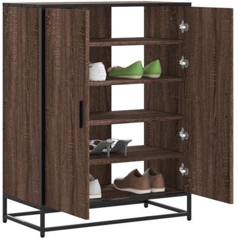 Zapatero de madera y metal marrón roble 75x38x97,5 cm vidaXL