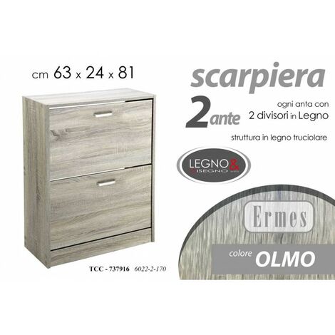 Zapatero de olmo con dos solapas con dos separadores 63 x 24 x 81 h