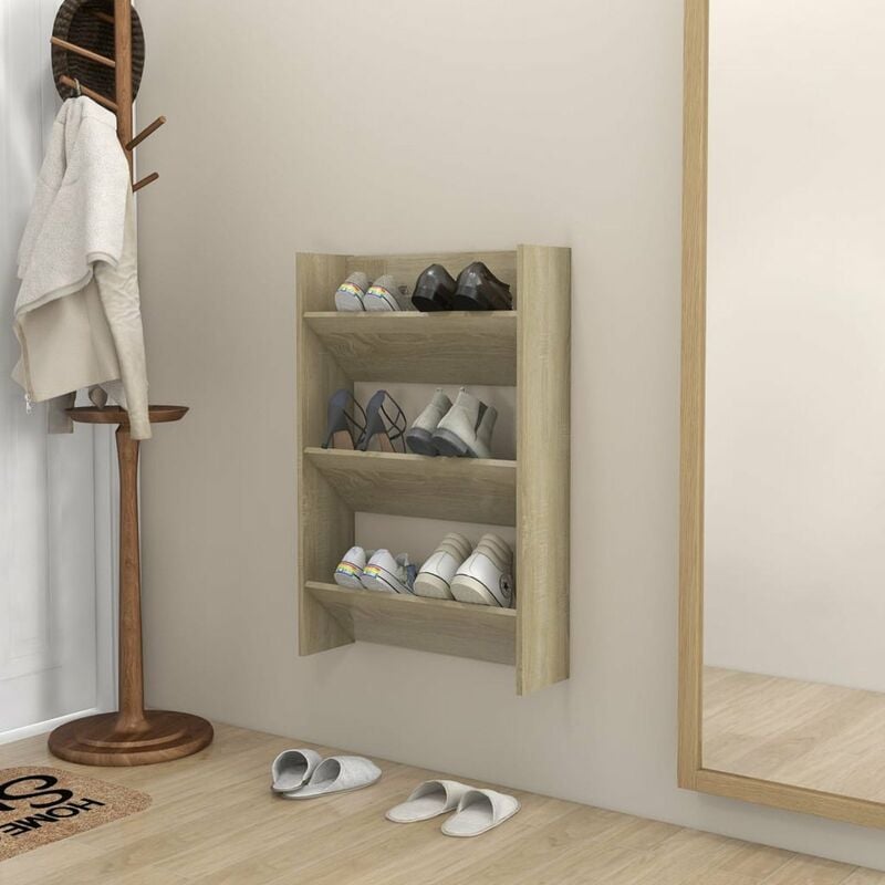 

Zapatero de pared aglomerado color roble Sonoma 60x18x90 cm
