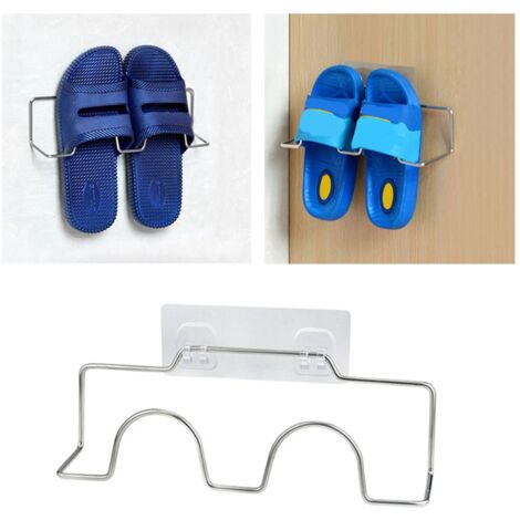 Zapatero de pared de acero inoxidable, no requiere taladrar, con gancho para baño y cocina, ahorra espacio, resistente a la corrosión.