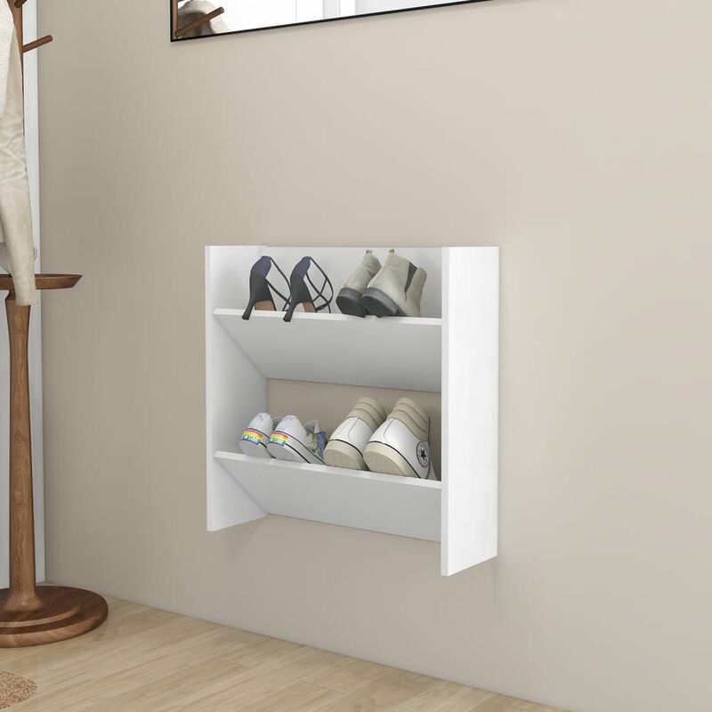 

Zapatero de pared de aglomerado blanco 60x18x60 cm