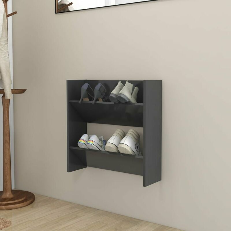 

Zapatero de pared de aglomerado gris 60x18x60 cm