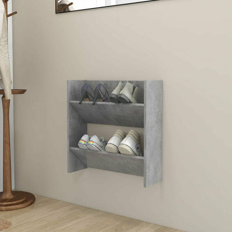 

Zapatero de pared de aglomerado gris hormigon 60x18x60 cm