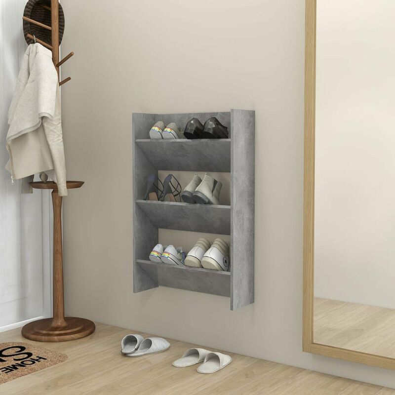 

Zapatero de pared de aglomerado gris hormigon 60x18x90 cm