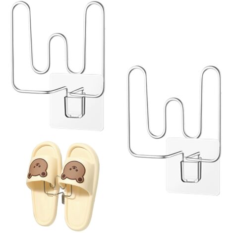 Zapatero de pared, estante para zapatos y pantuflas, organizador de zapatos colgante multifuncional, soporte para zapatos sin taladrar, zapatero de acero inoxidable, zapatero de pared de 2 piezas