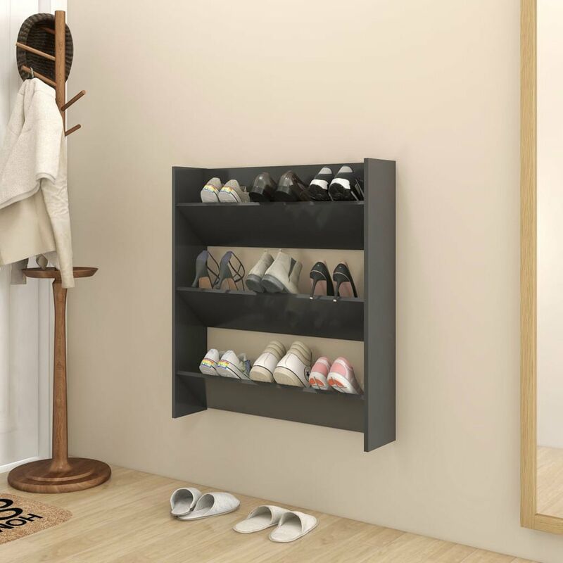 

Zapatero de pared gris aglomerado 80x18x90 cm