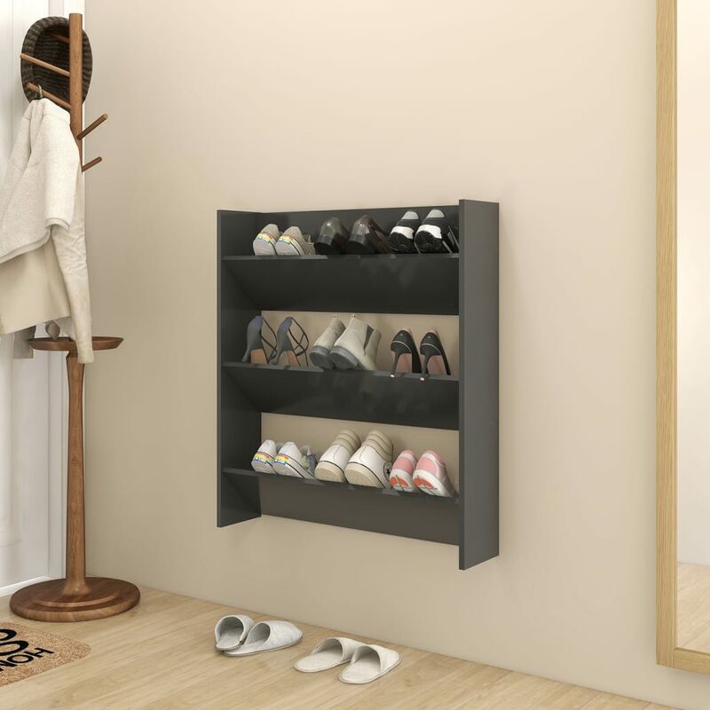 

Zapatero de pared gris aglomerado 80x18x90 cm