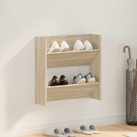 Zapatero de pared madera contrachapada roble  60x18x60 cm