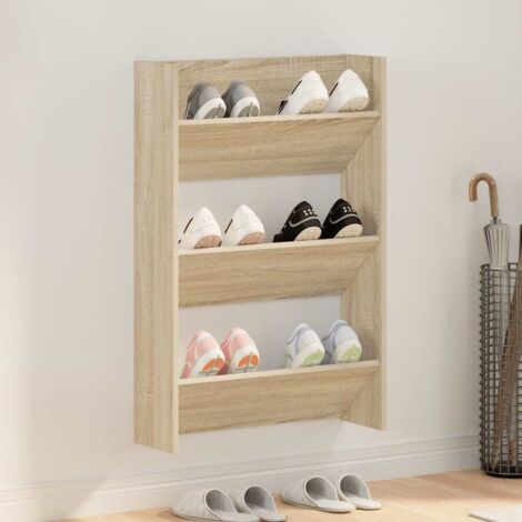 Zapatero de pared madera contrachapada roble  60x18x90 cm