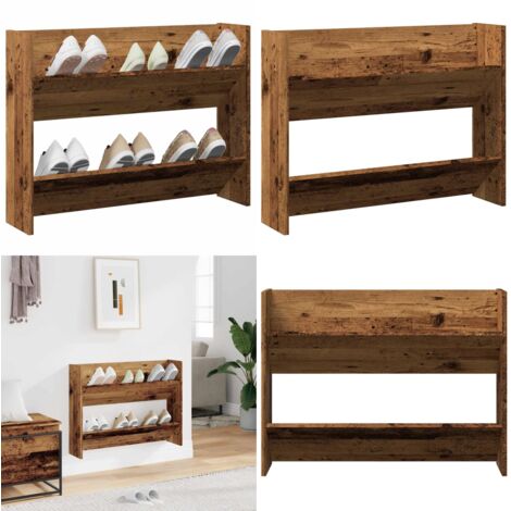 Zapatero de pared madera de ingeniería envejecida 80x18x60 cm - Almacenamiento de zapatos - Madera de ingeniería
