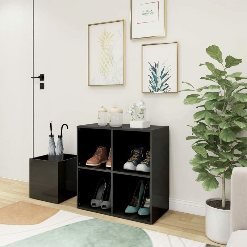 

Zapatero de recibidor aglomerado gris con brillo 105x35,5x70 cm