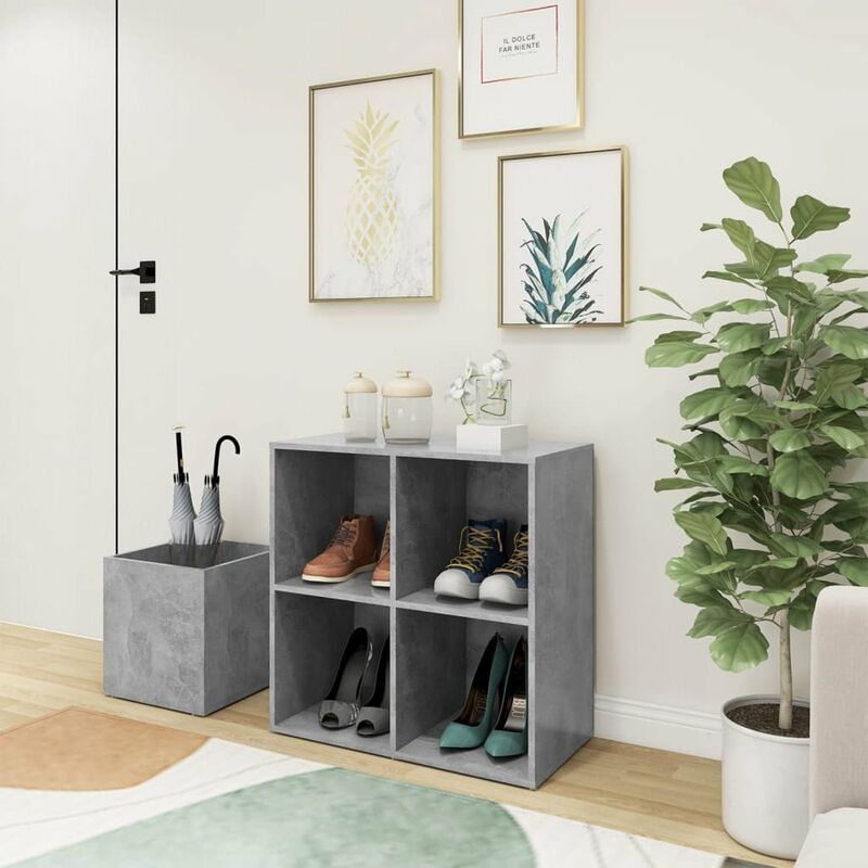 

Zapatero de recibidor aglomerado gris hormigon 105x35,5x70 cm