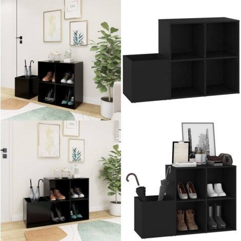 Zapatero de recibidor madera contrachapada negro 105x35,5x70 cm - Muebles de madera - Zapatero negro