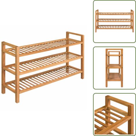 Zapatero decorativo - vidaXL Zapatero con 3 estantes madera maciza de roble 100x27x60 cm - Zapatero de madera