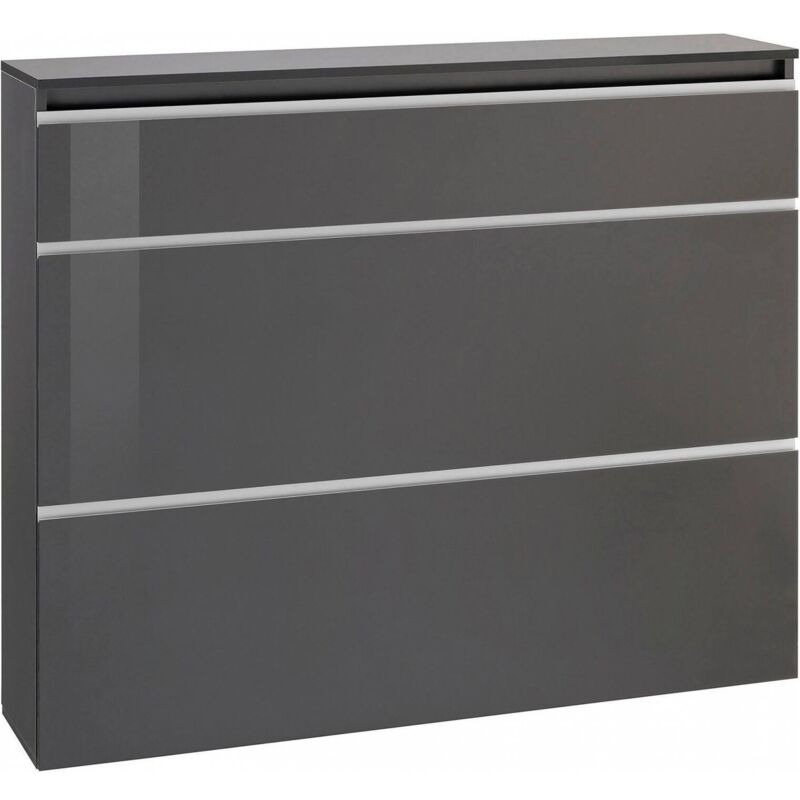

Dmora Zapatero Dmora Modern, Made in Italy, con 2 puertas y 1 puerta abatible, Zapatero de entrada, 120x27h108 cm, color antracita brillante