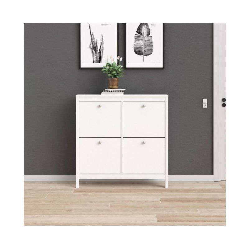 

Zapatero doble fondo 103 cm blanco mate con cuatro solapas | Blanco