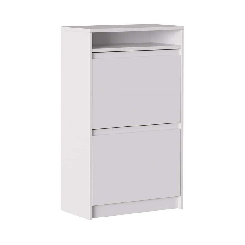 

Zapatero doble profundidad 100 cm Blanco mate con 2 puertas y compartimento serie Oslo | Blanco