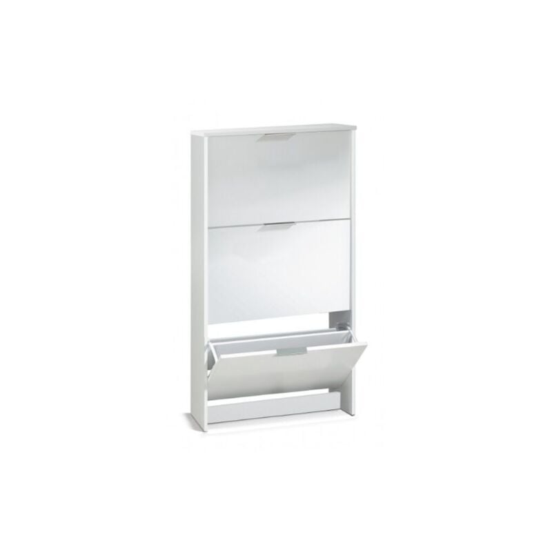 

Zapatero doble profundidad 113 cm blanco brillante con 3 solapas | Blanco