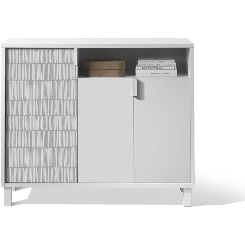 

Herdasa - Zapatero DYRNES Serigrafía y 3 puertas, en blanco. - Blanco Bambú