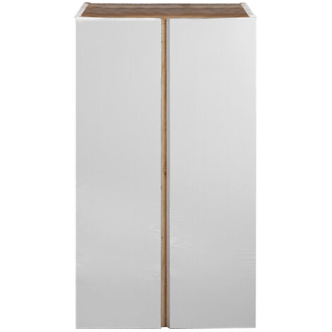 Zapatero entrada armario 2 puertas 70x35x111cm blanco brillante madera Indy
