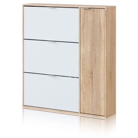 Zapatero Eris 4 Puertas Blanco Artik (Blanco Mate) - Roble Canadian (ancho) x 115cm (alto)