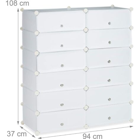 Zapatero estante mueble almacenaje con 12 taquillas 24 pares blanco 1300016342