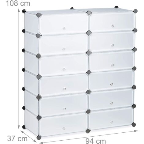 Zapatero estante mueble almacenaje con 12 taquillas 24 pares transparente 130001634