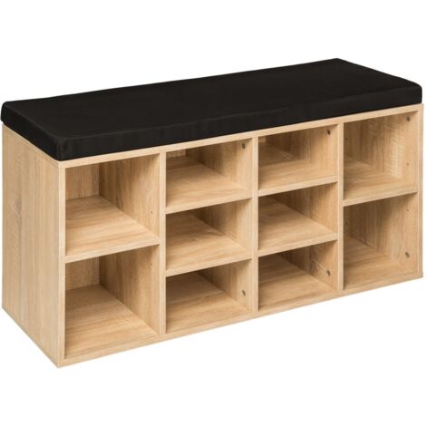 Zapatero estante mueble banco negro/roble marrón claro 2008151