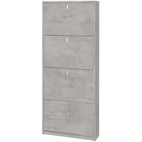 Zapatero estrecho con cuatro puertas que ahorra espacio Beton Cemento 63x18x h154 cm