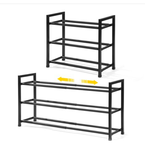 Zapatero extensible de 3 niveles, estante de almacenamiento, estante para clasificar y organizar zapatos, adecuado para dormitorios (44-105 cm).