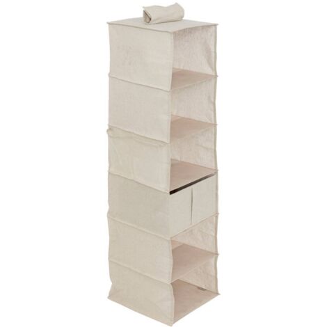 Zapatero groomy 6 compartimentos con cesta beige 127x30cm - 5five
