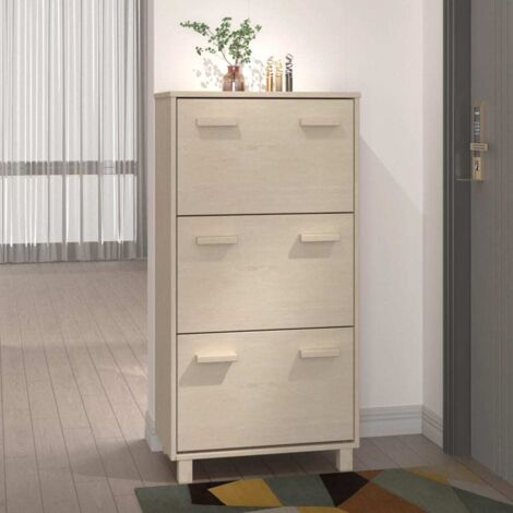 Zapatero HAMAR madera pino maciza marrón miel 59,5x35x117 cm vidaXL