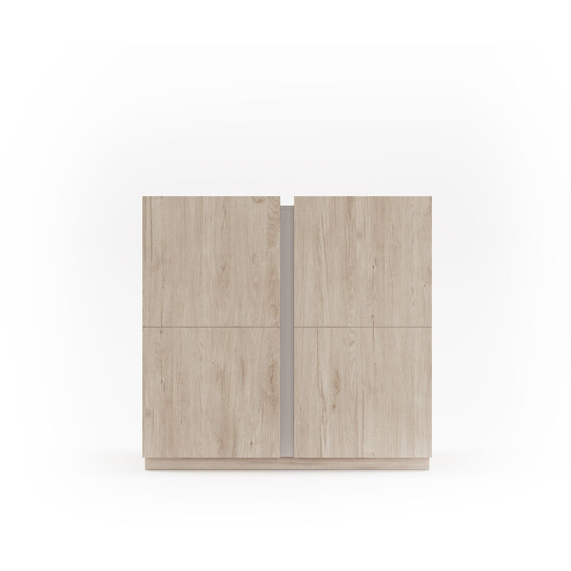 

Zapatero ODDA, con puertas en roble y detalle arena. - arena