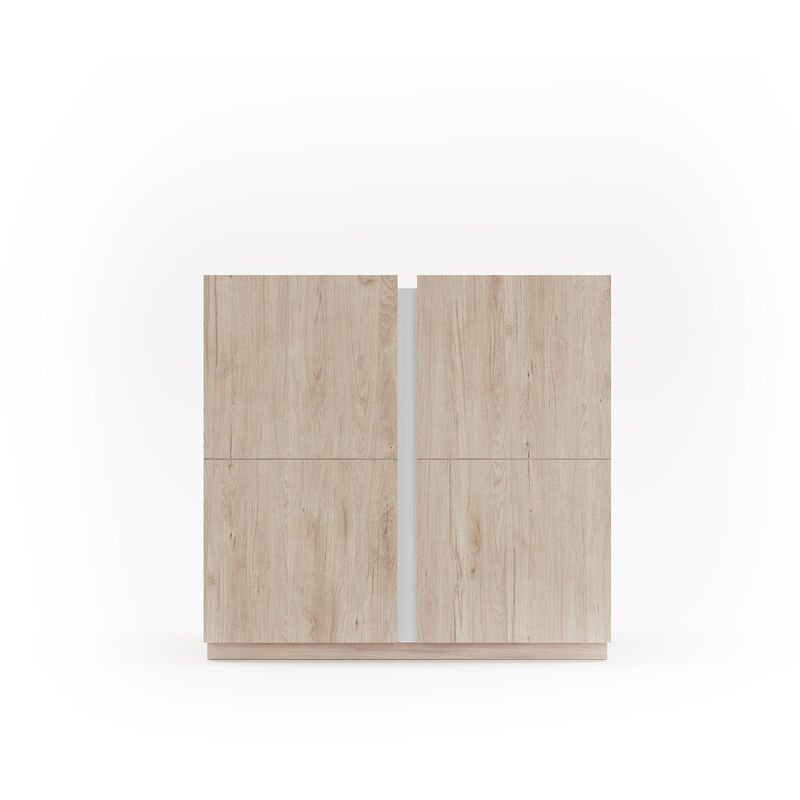 

Zapatero ODDA, con puertas en roble y detalle blanco. - Blanco