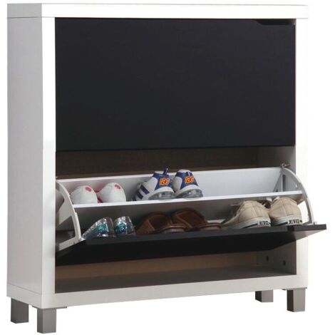 Zapatero Kubox 2 puertas blanco y negro