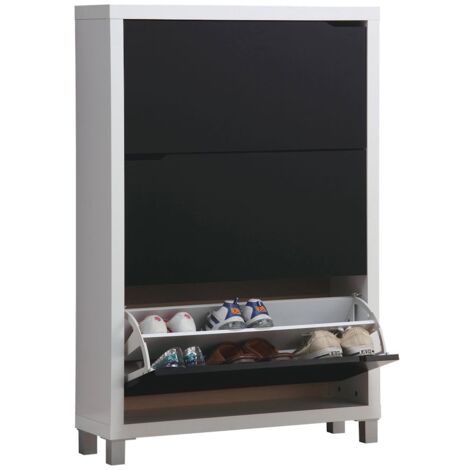 Zapatero Kubox 3 puertas blanco y negro