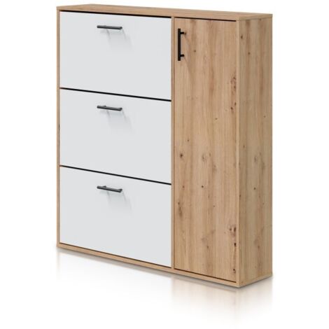 Zapatero Leia Blanco Artik (Blanco Mate) - Roble Nodi (ancho) x 112cm (alto)