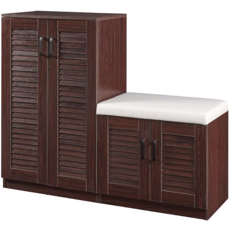 Zapatero Løten con banco MDF 97 x 120 x 36 cm efecto Wattengé 030010123