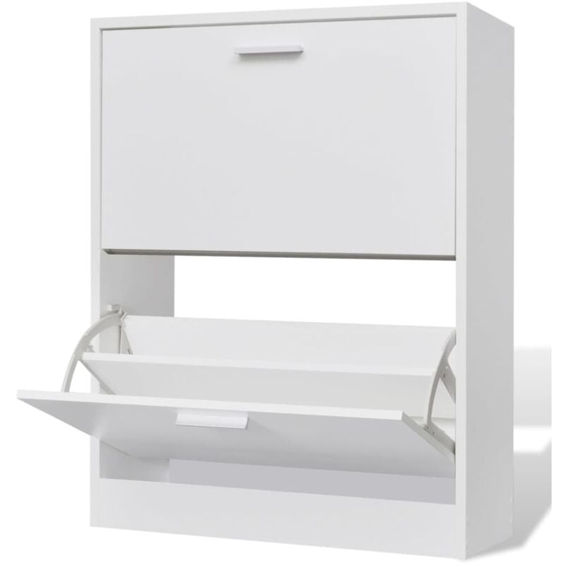 

vidaXL Mueble Zapatero con 2 Compartimentos Blanco - Blanco