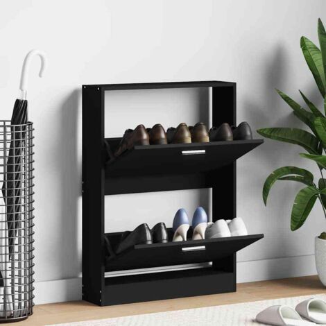 Zapatero madera contrachapada negro 59x17x81 cm
