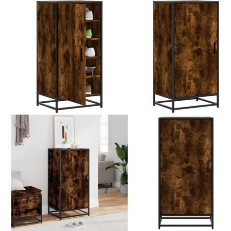 Zapatero madera contrachapada roble ahumado 48x38x97,5 cm - Almacenamiento de zapatos - Estante para zapatos