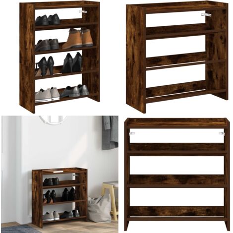 Zapatero madera contrachapada roble ahumado60x25x62 cm - Almacenamiento de zapatos - Estante decorativo