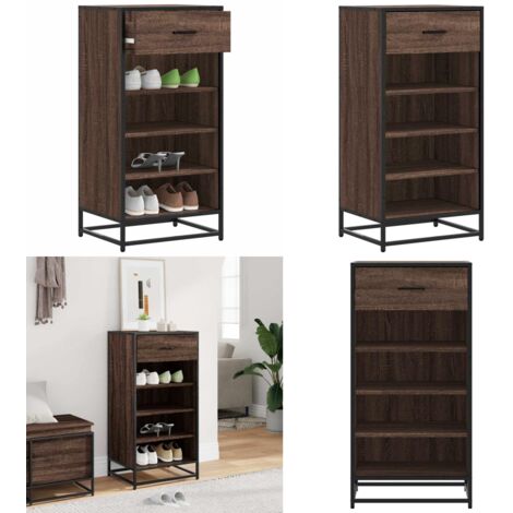 Zapatero madera contrachapada roble marrón 48x38x97,5 cm - Almacenamiento de zapatos - Estante para zapatos