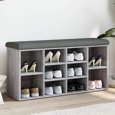 Zapatero madera de ingeniería gris  102x32x50 cm