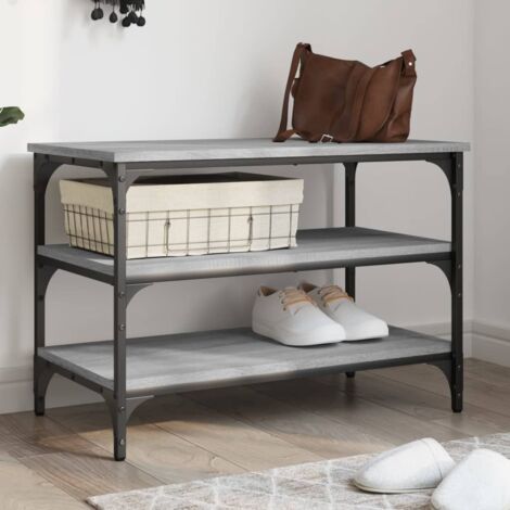 Zapatero madera de ingeniería gris  70x38,5x49 cm