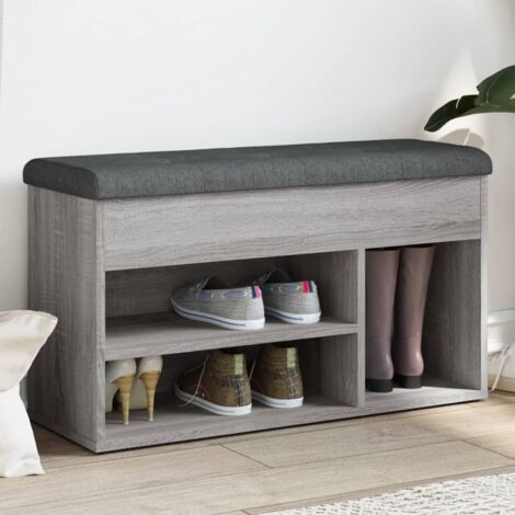 Zapatero madera de ingeniería gris  82x32x45,5 cm