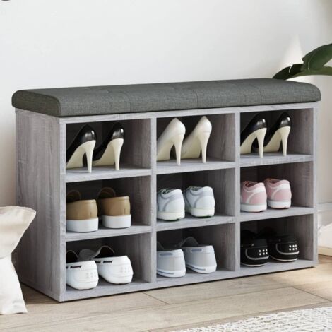 Zapatero madera de ingeniería gris  82x32x50 cm