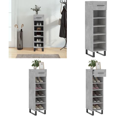 Zapatero madera de ingeniería gris hormigón 30x35x105 cm - Armario de zapatos - Almacenamiento de calzado