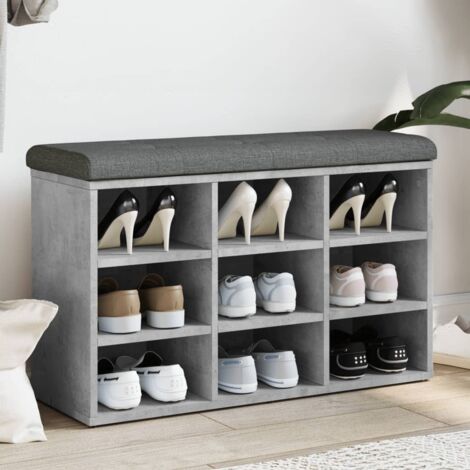 Zapatero madera de ingeniería gris hormigón 82x32x50 cm